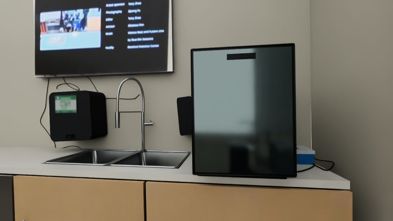 Isaac Sim reconstruction: Glass-corner sink